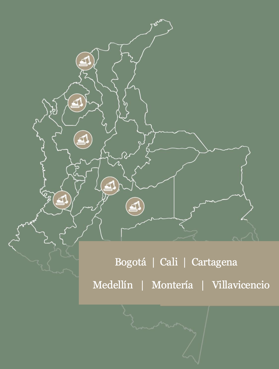 Mapa de presencia de Cimento Group en Colombia